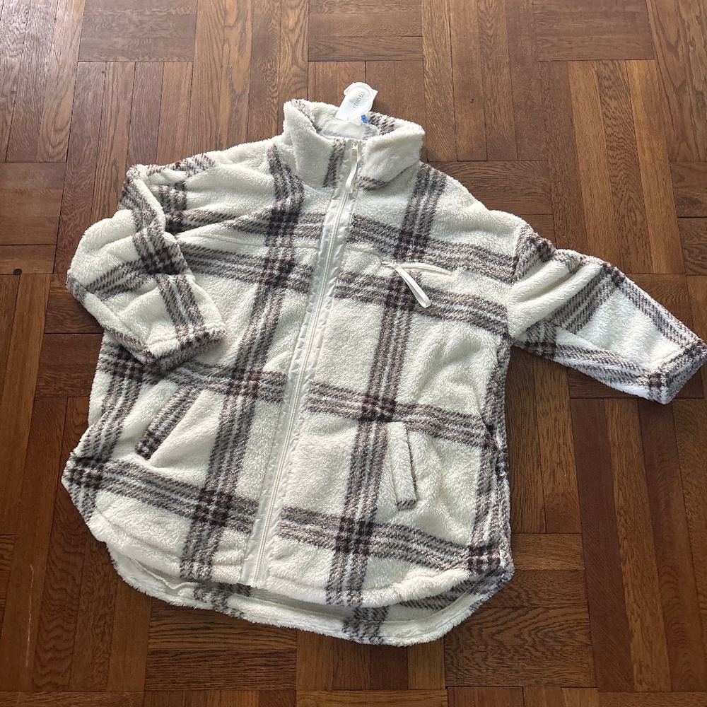 Como Blue Fuzzy Sweater Jacket 3X